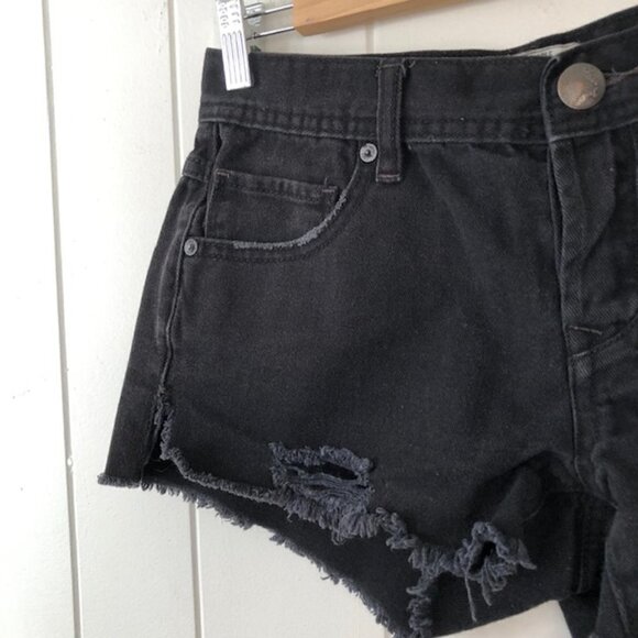 Free People Womens Shorts Black Distressed Festival Size 25 - Picture 3 of 8